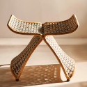 002873-NATUREL BLANC NOIR - Panchami - Tabouret en rotin et fer forgé naturel blanc noir