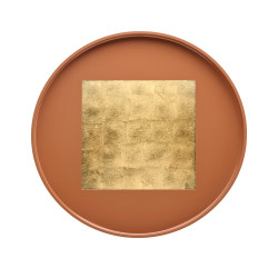  Plateau en bois laqué et feuille d’argent D30 – argile or  Signature