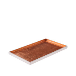  Plateau rectangulaire en laque 30×18 – blanc cuivre  Signature