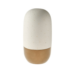  Lampe ovale en porcelaine ajourée - blanc et bronze  Oria