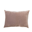 002221-ROSE MYSORE - Samarcande - Coussin rectangulaire en lin et velours de soie 70x50 - rose mysore
