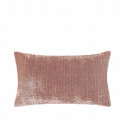 002222-ROSE MYSORE - Samarcande - Coussin rectangulaire en lin et velours de soie 50x30 - rose mysore