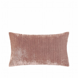  Coussin rectangulaire en lin et velours de soie 50x30 - rose mysore  Samarcande