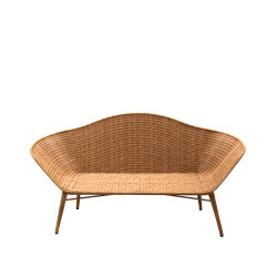  Banquette d'extérieur en osier synthétique - naturel  Sillage